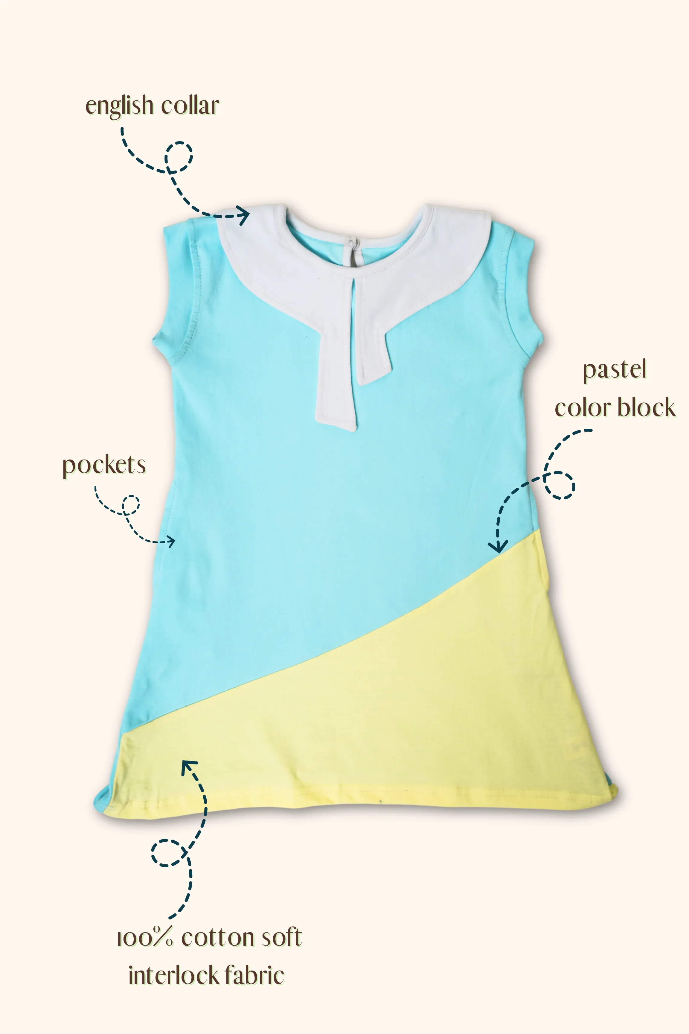 Girls Rachel Summer Knit Dress - Blue & Yellow