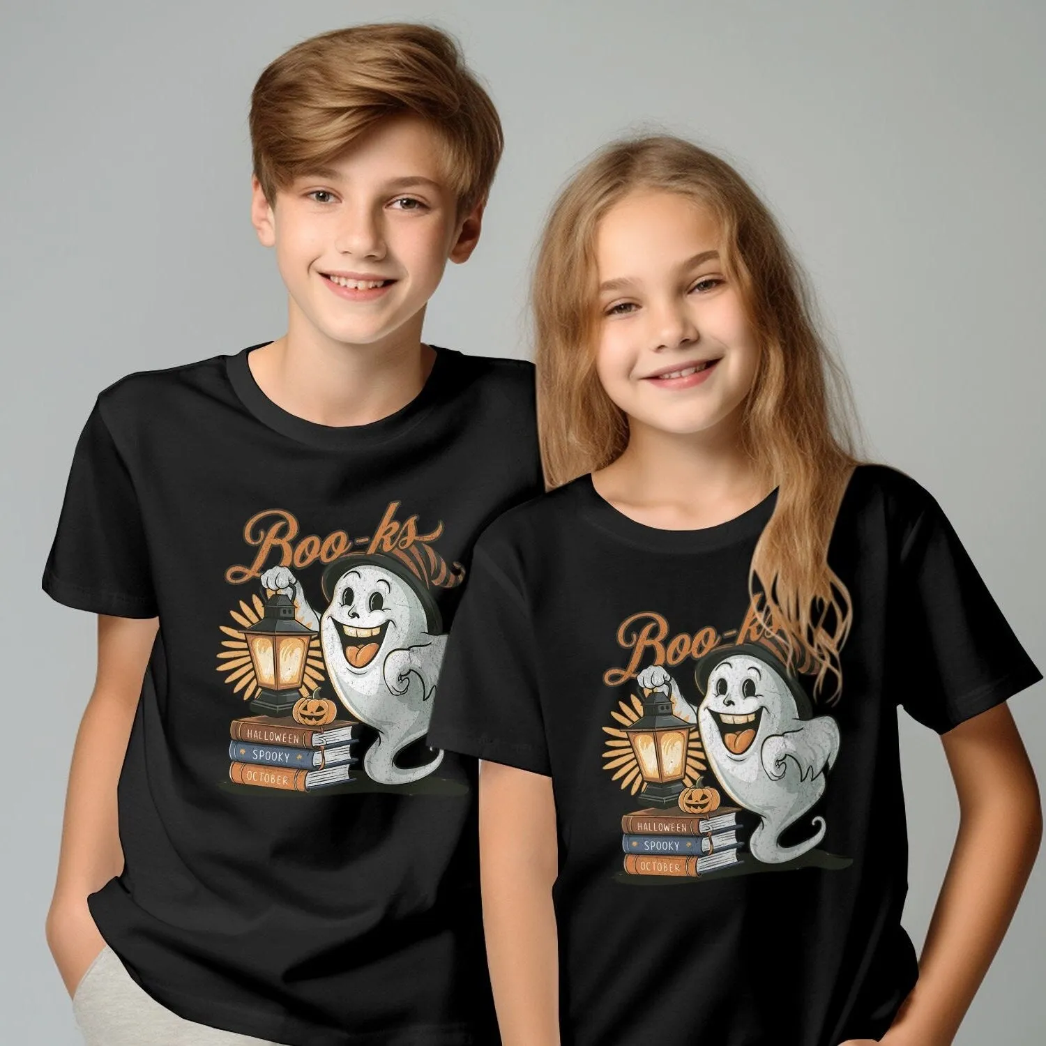 Halloween Ghost Boo-ks T-Shirt, Cute Ghost with Lantern, Spooky October Librarian Top, Teacher School Book Lover Sweatshirt