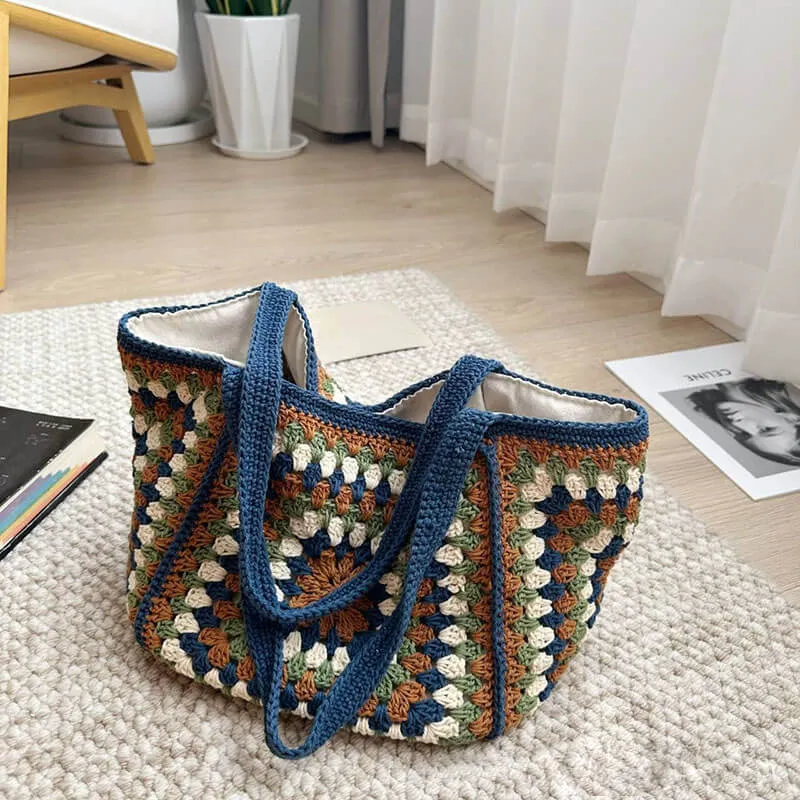 Handmade Granny Knit Tote Bag-Showtown