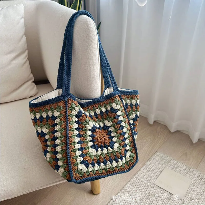 Handmade Granny Knit Tote Bag-Showtown