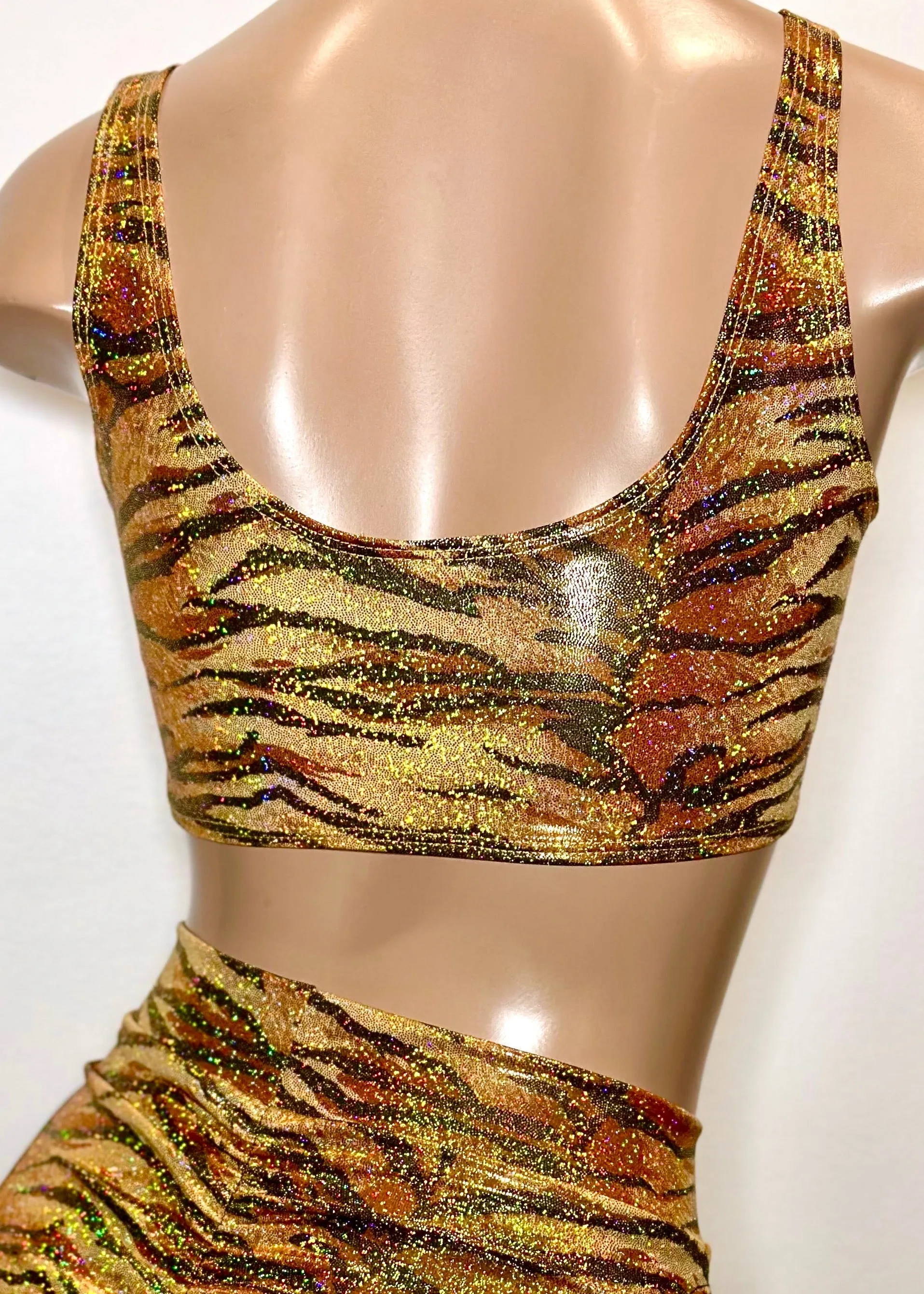 Hologram Mini Swim Tank in Gold Tiger