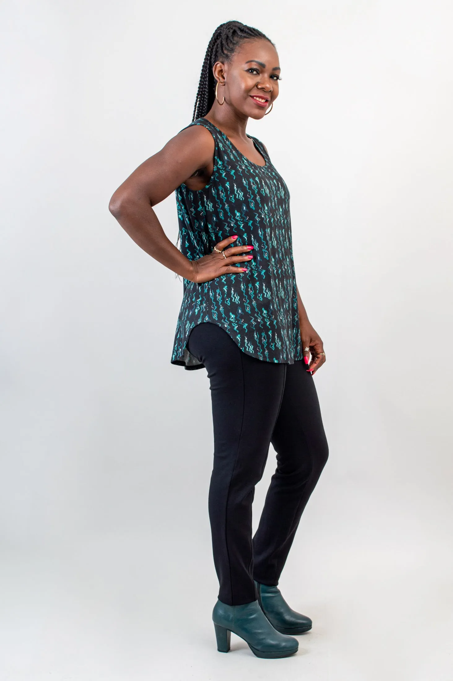 Jazz Tank, Teal Abstract, Bamboo - Final Sale