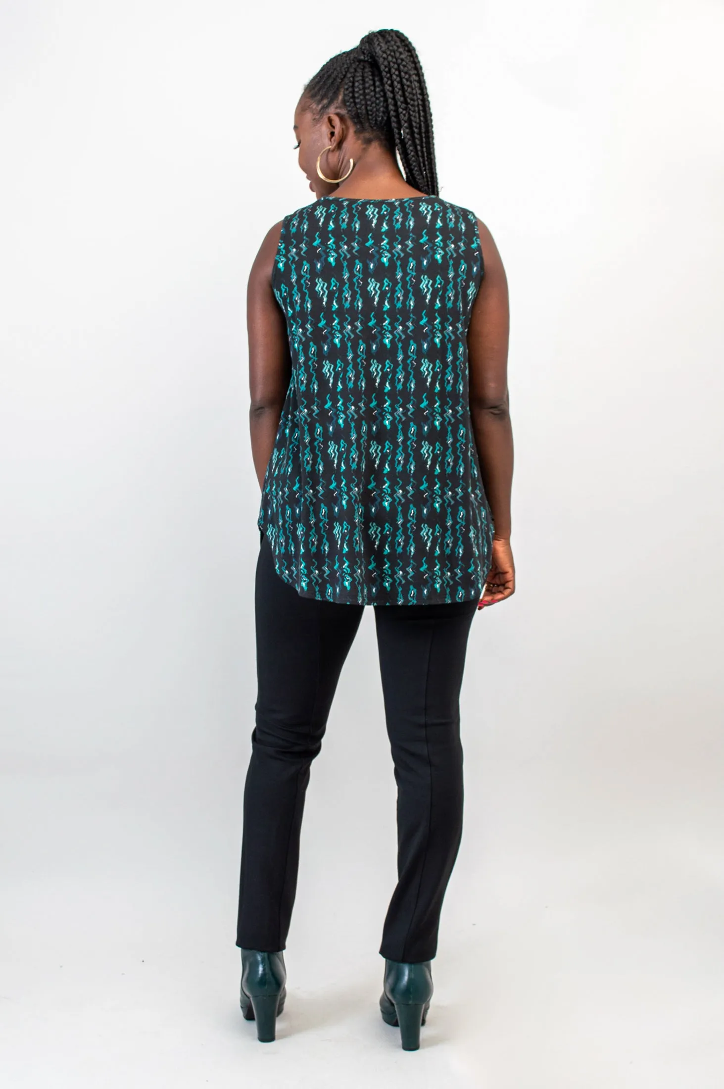 Jazz Tank, Teal Abstract, Bamboo - Final Sale