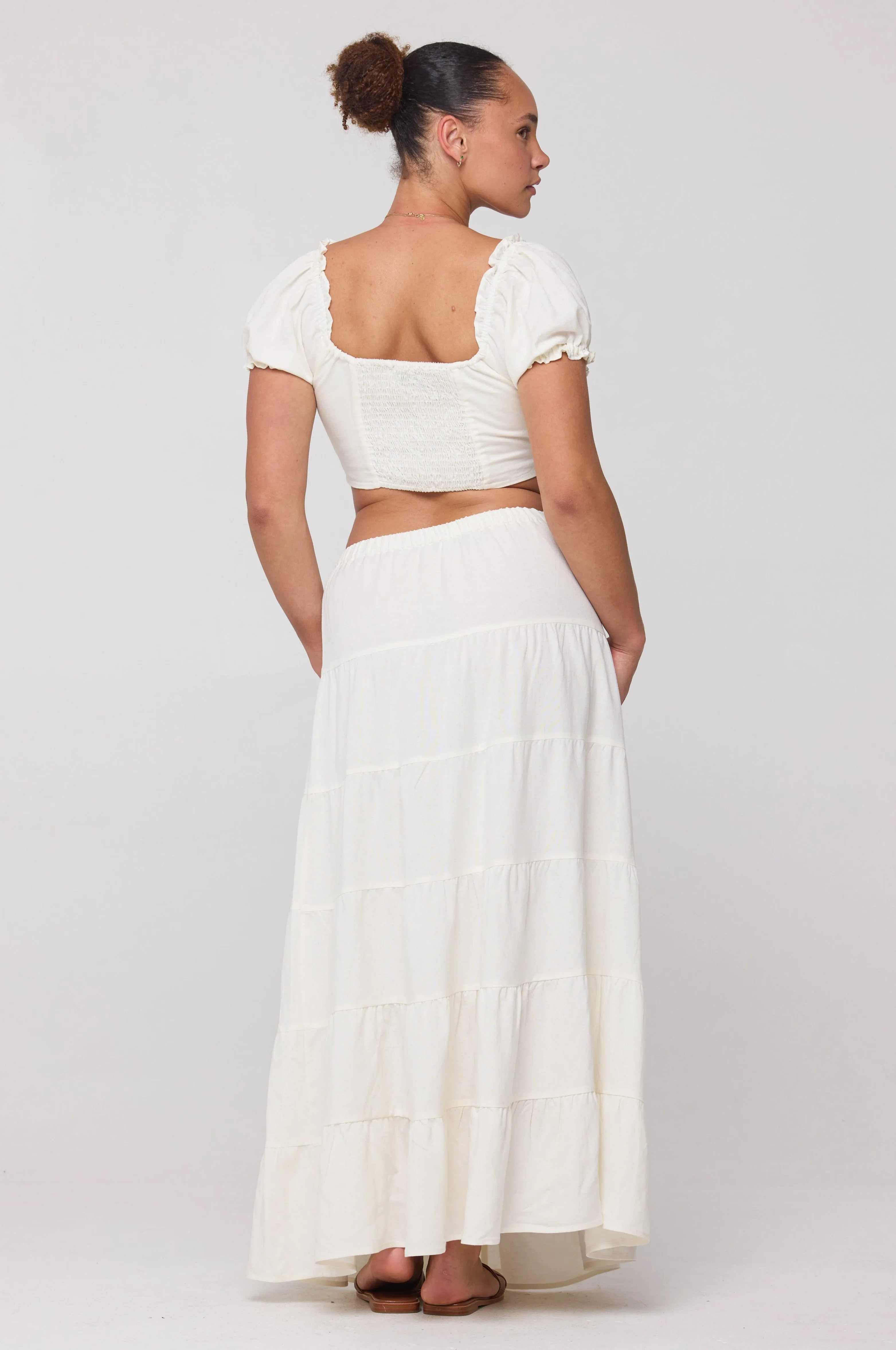 Juliana Skirt in White Linen