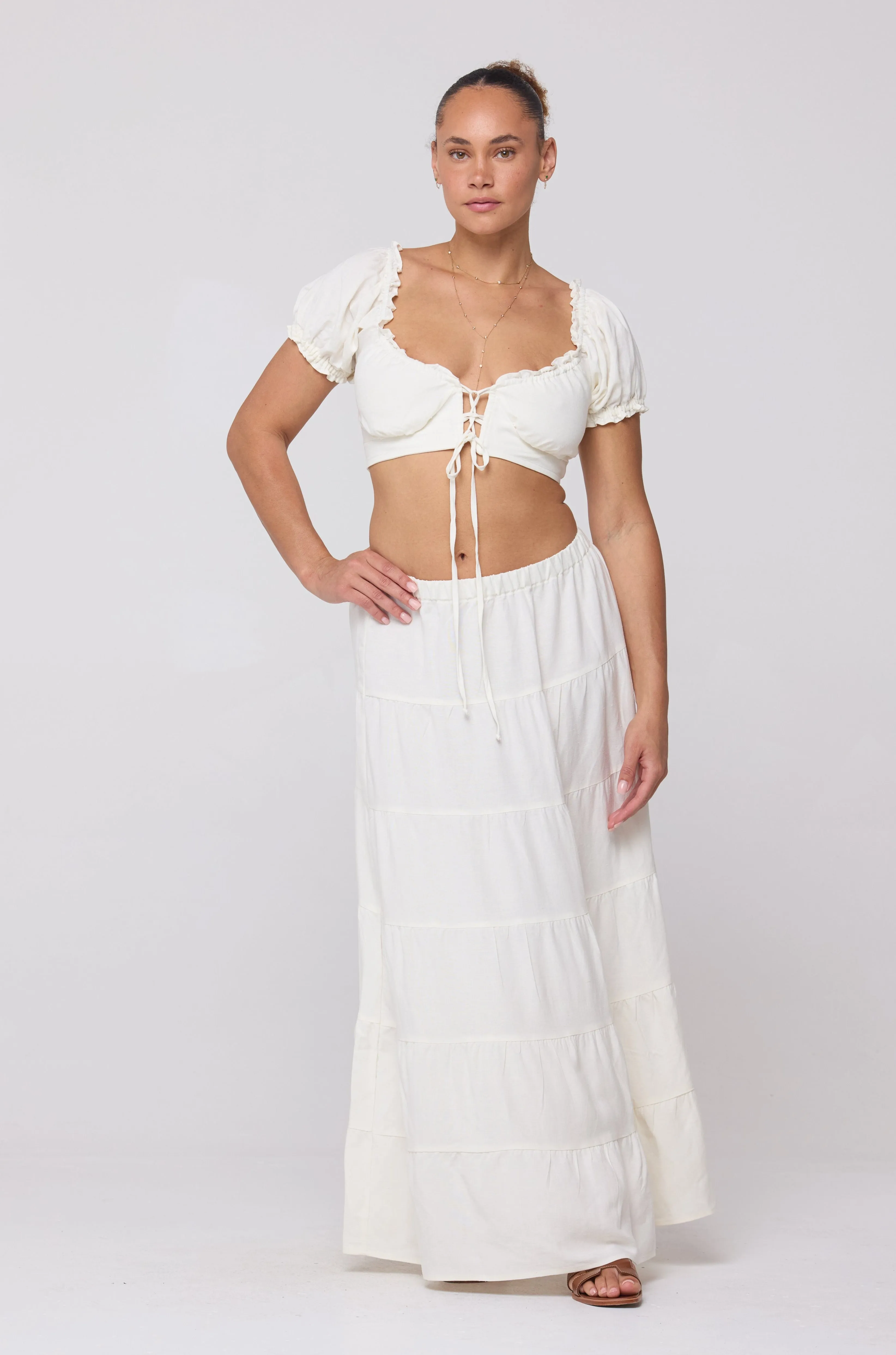Juliana Skirt in White Linen