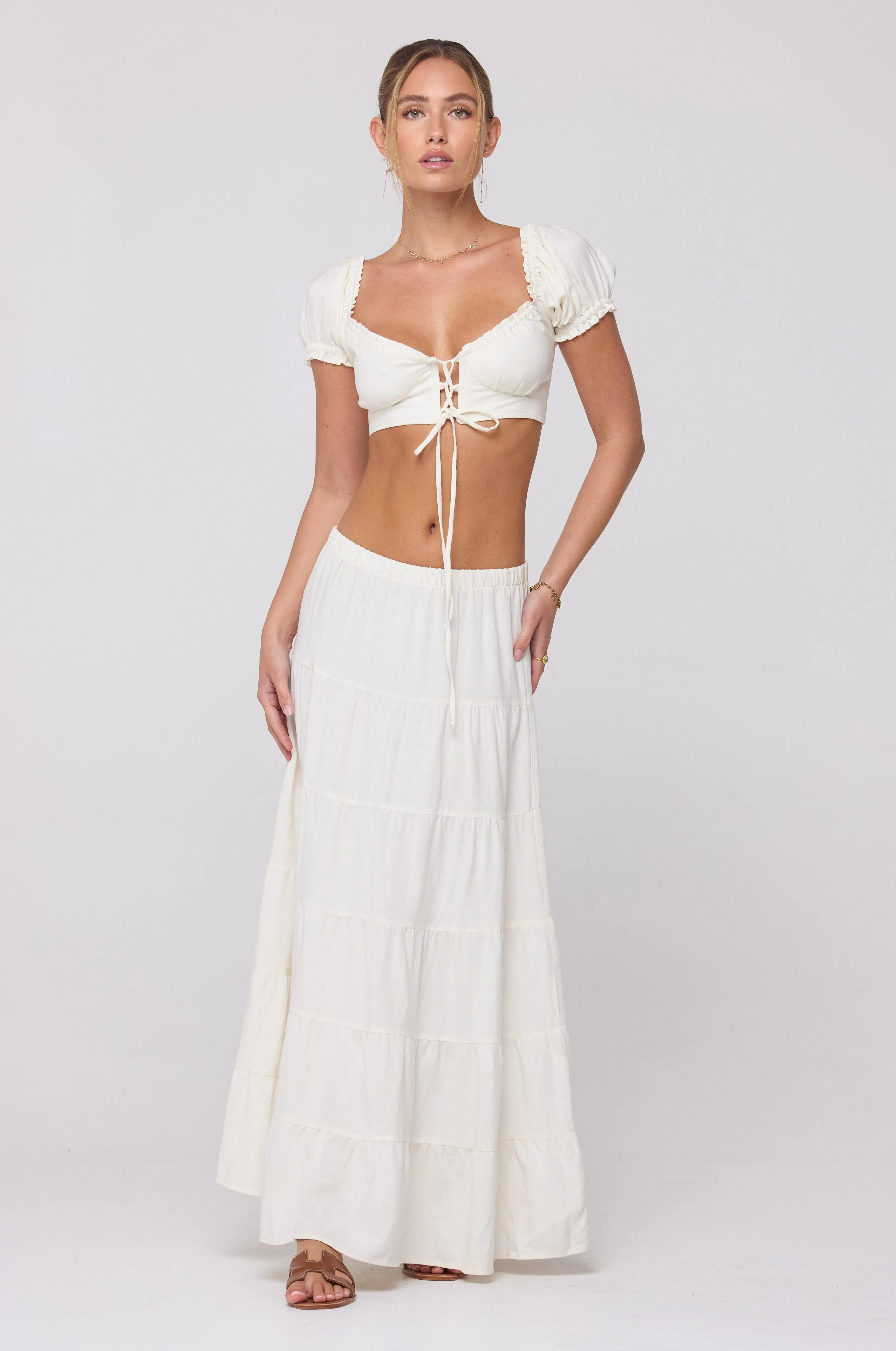 Juliana Skirt in White Linen