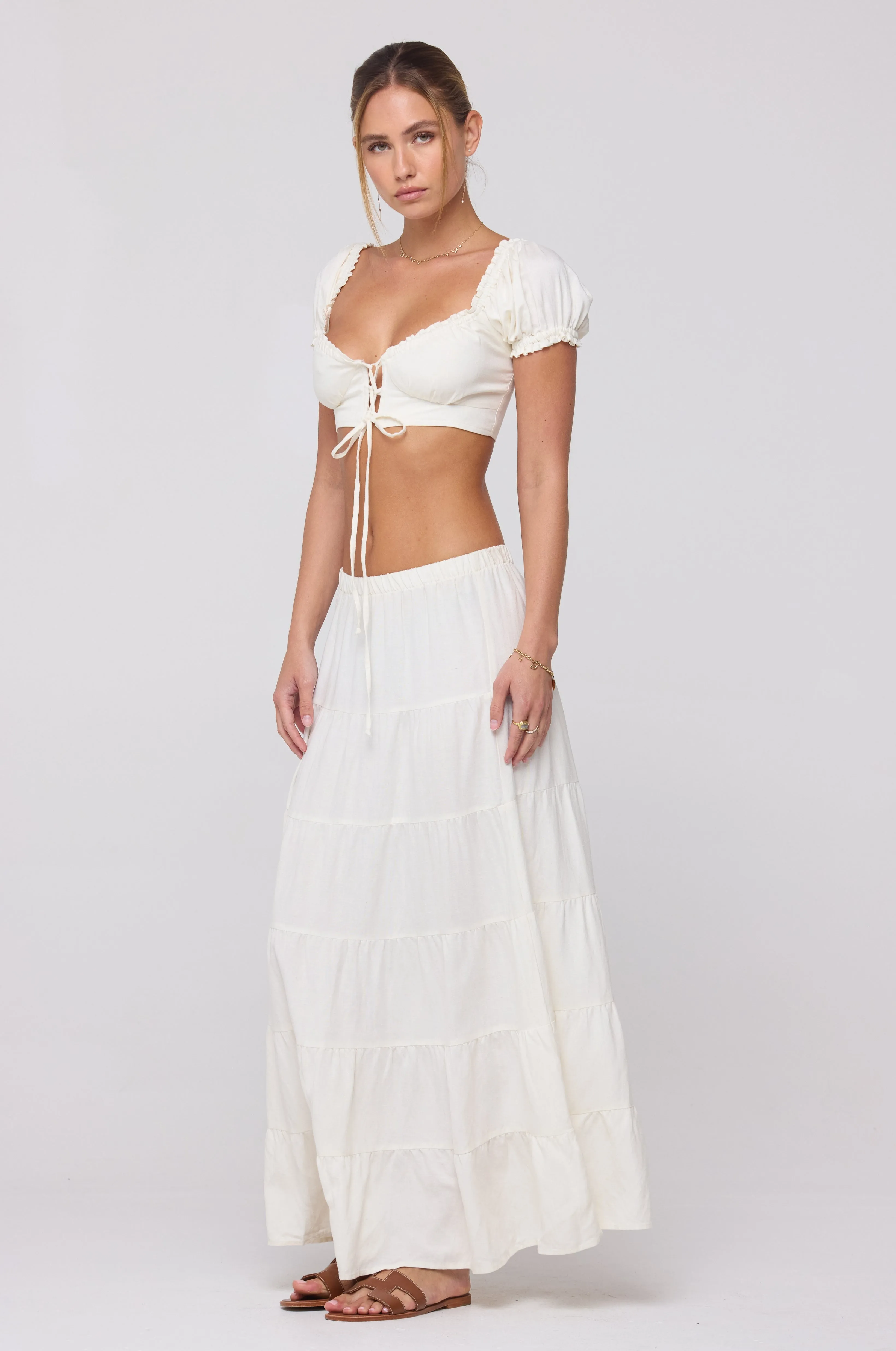 Juliana Skirt in White Linen
