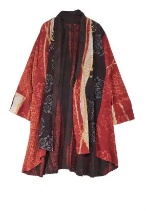 KIMONO PRINT KANTHA KIMONO LONG JKT - kp2005-red -