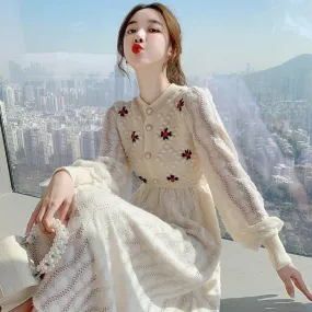 Knit Ski Resort   Dress Kawaii Academia Y2K Cottagecore Coquette Fairycore Dollette Princesscore