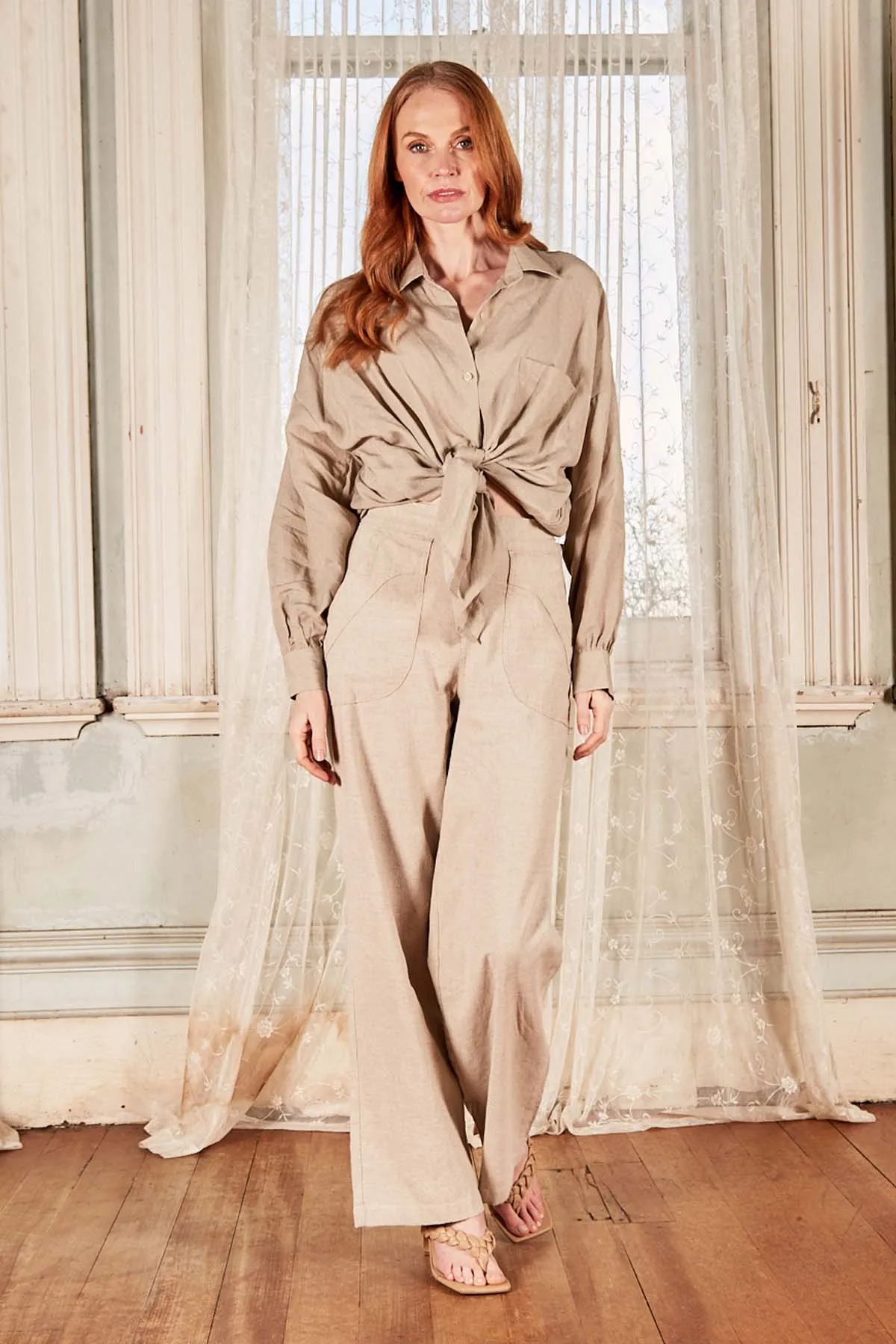 Le Bon Luminary Shirt Wheat in Linen Blend