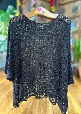 LOOSE WEAVE BLACK PULLOVER