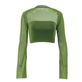 Mesh Sleeve Bandeau Top