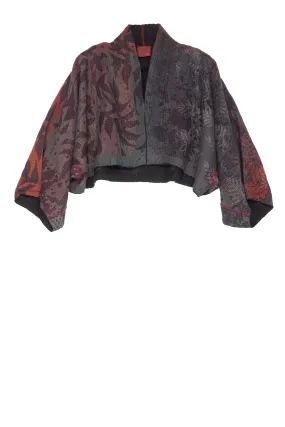 MONOTONE TWILIGHT PRINT KANTHA PUFF SLV. SHRUG - tp4062-red -