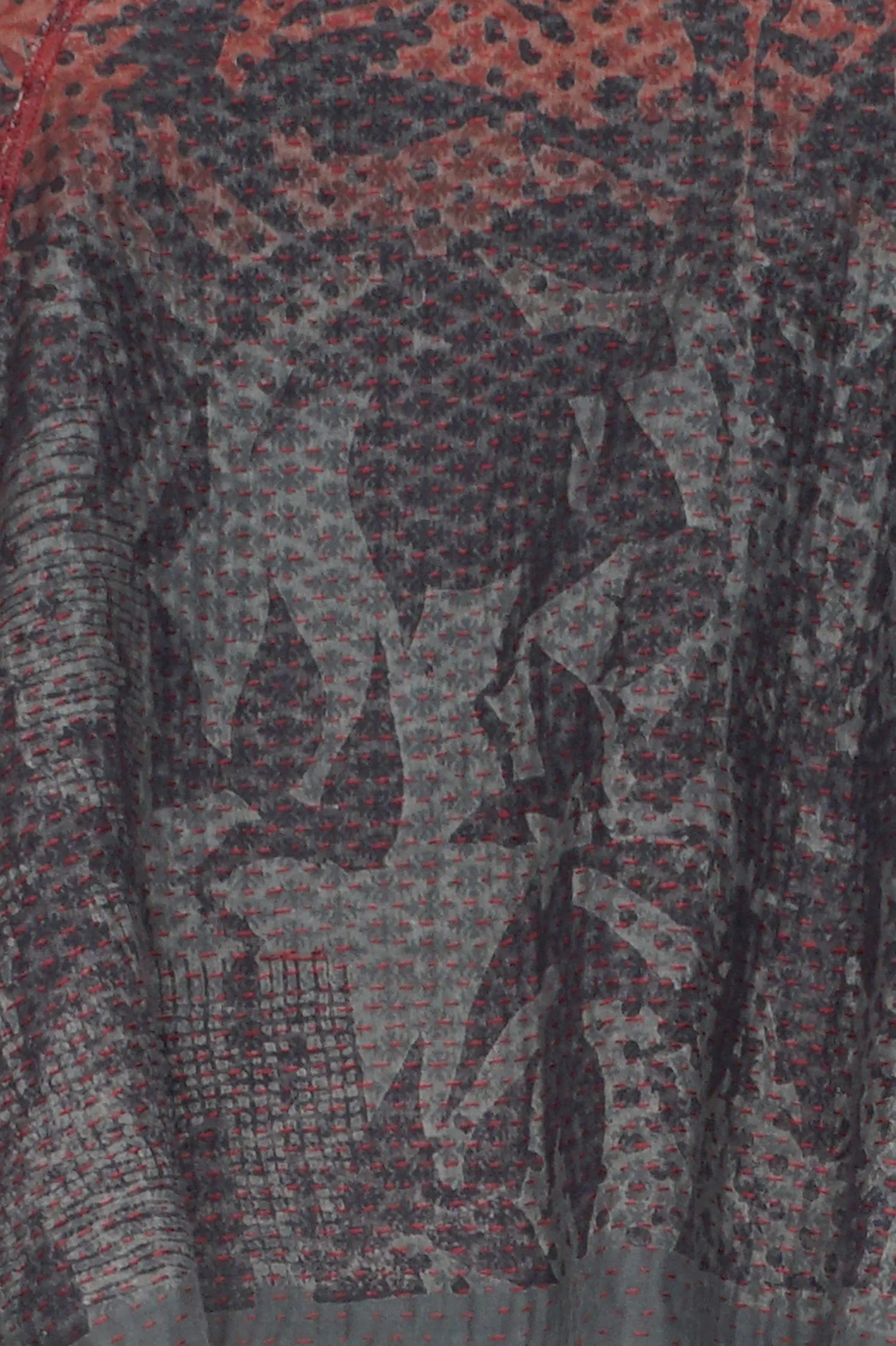 MONOTONE TWILIGHT PRINT KANTHA PUFF SLV. SHRUG - tp4062-red -