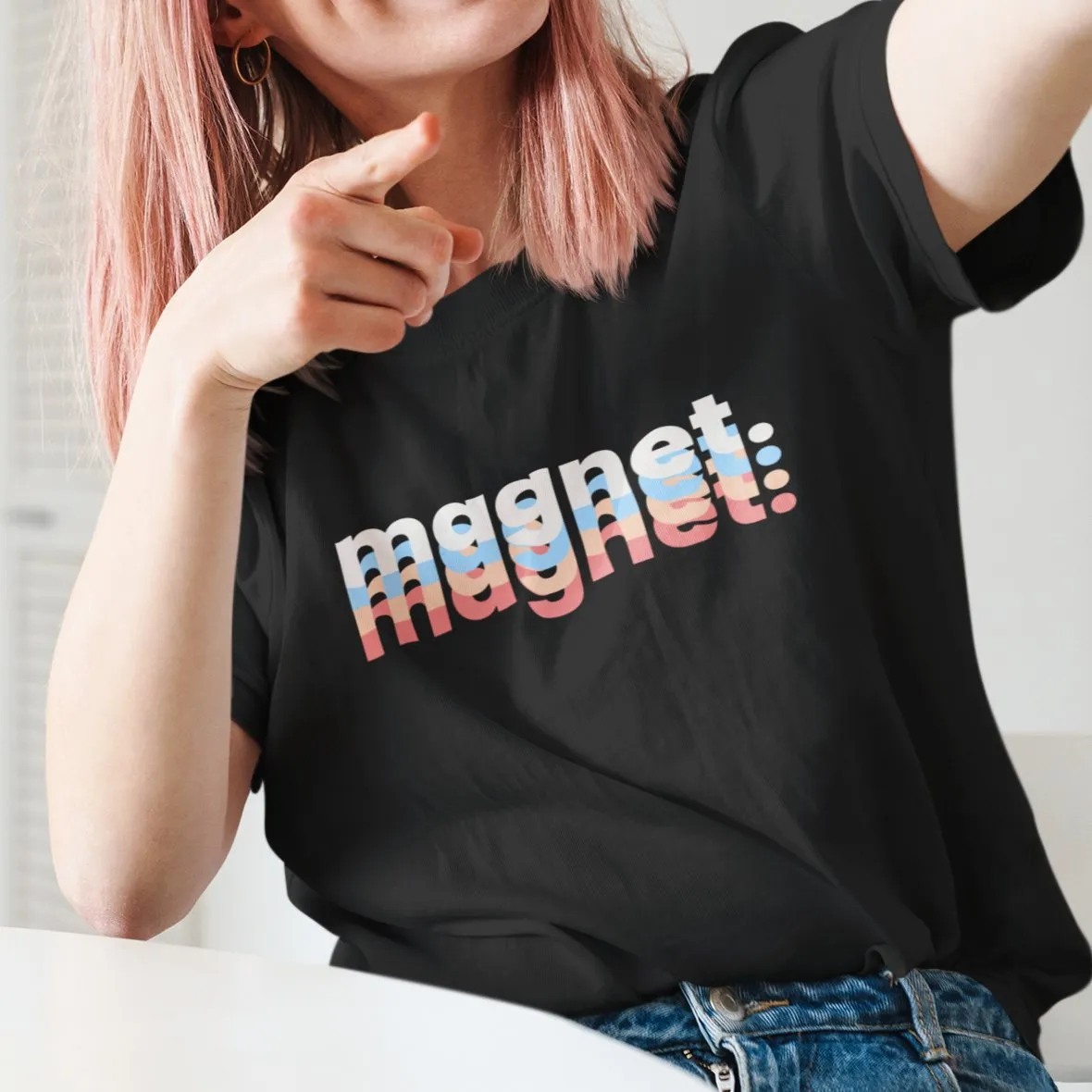 Multicolor 'Magnet' Women's Short Sleeve Tee - Vibrant and Eye-Catching T-Shirt Design