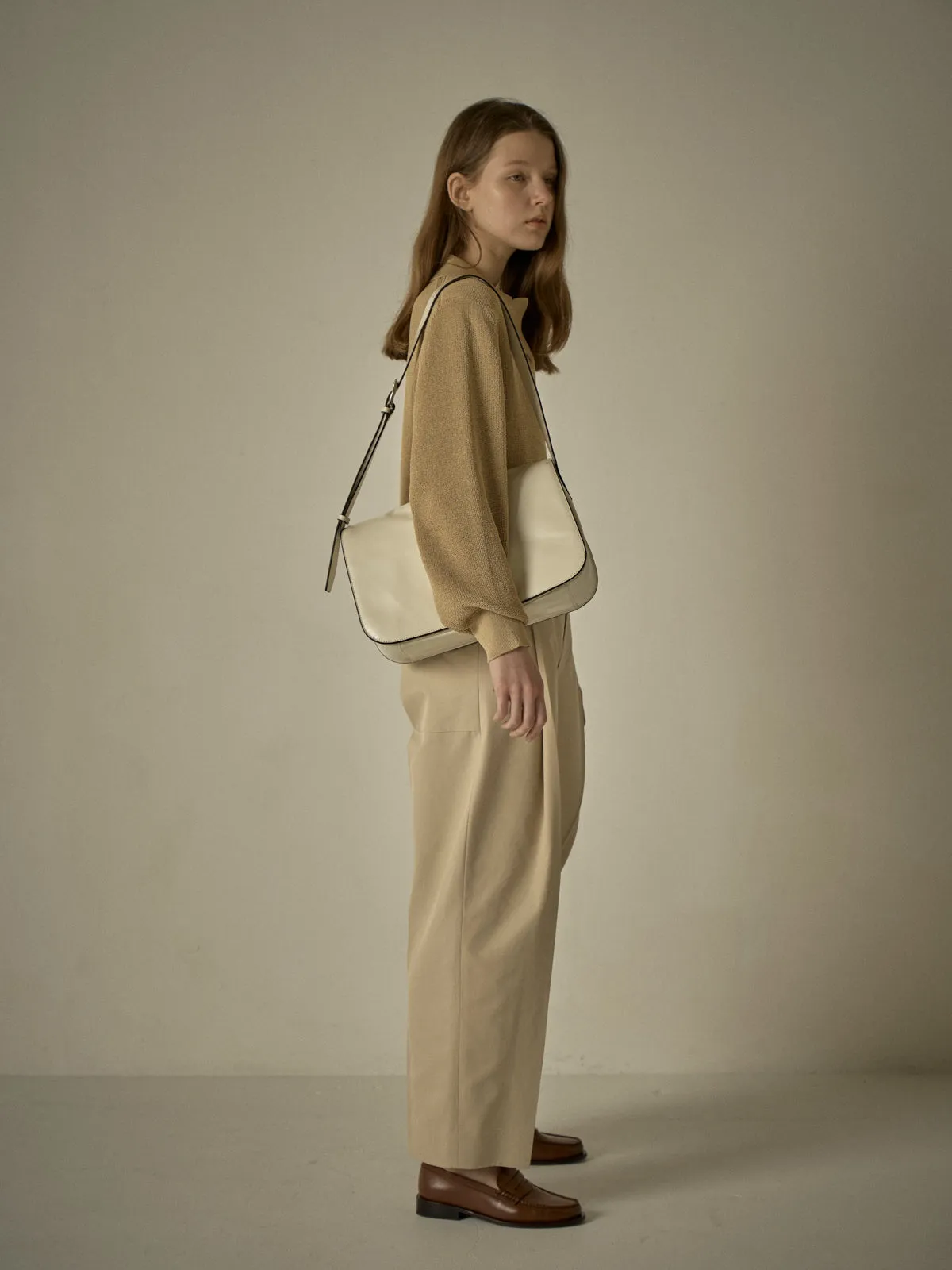 Open Collar Polo Shirt - Sand Beige