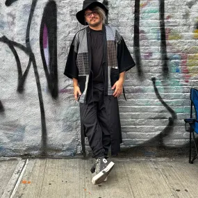 Patchwork Kimono Jacket in Black/Beige