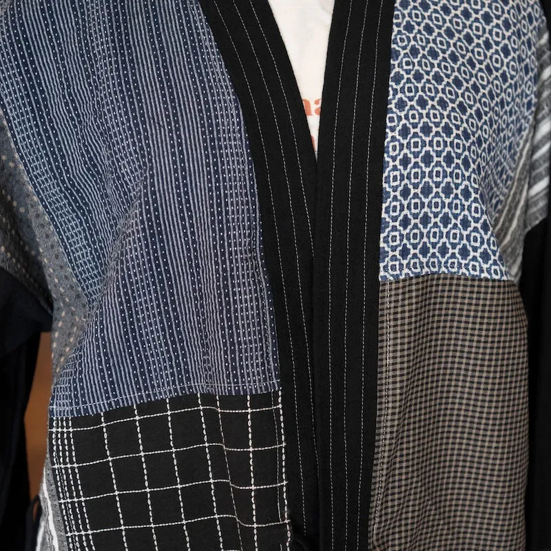 Patchwork Kimono Jacket in Black/Beige