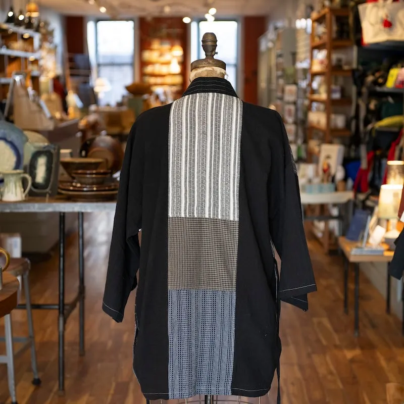 Patchwork Kimono Jacket in Black/Beige