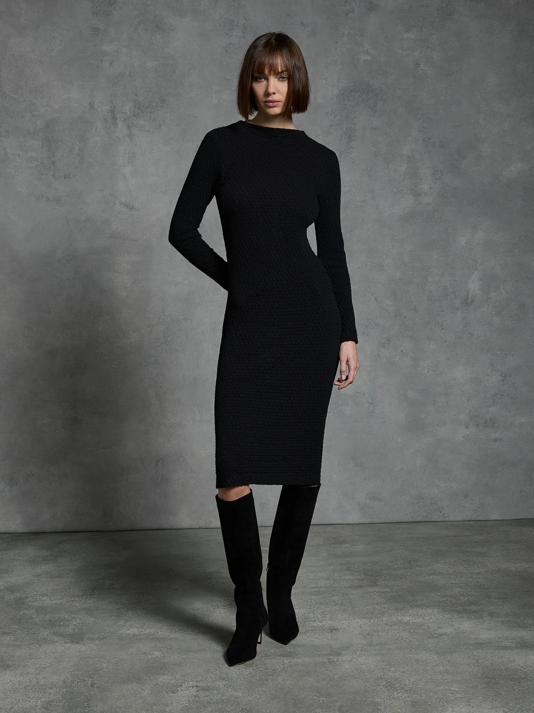 Pippa Long Sleeve Dress - Black (Size 14 Only)