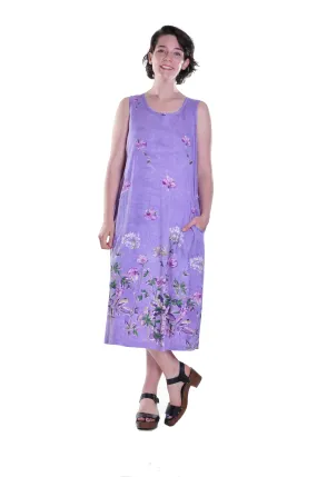 Plus Size La Cera Sleeveless Printed A-Line Cotton Jersey Knit Dress