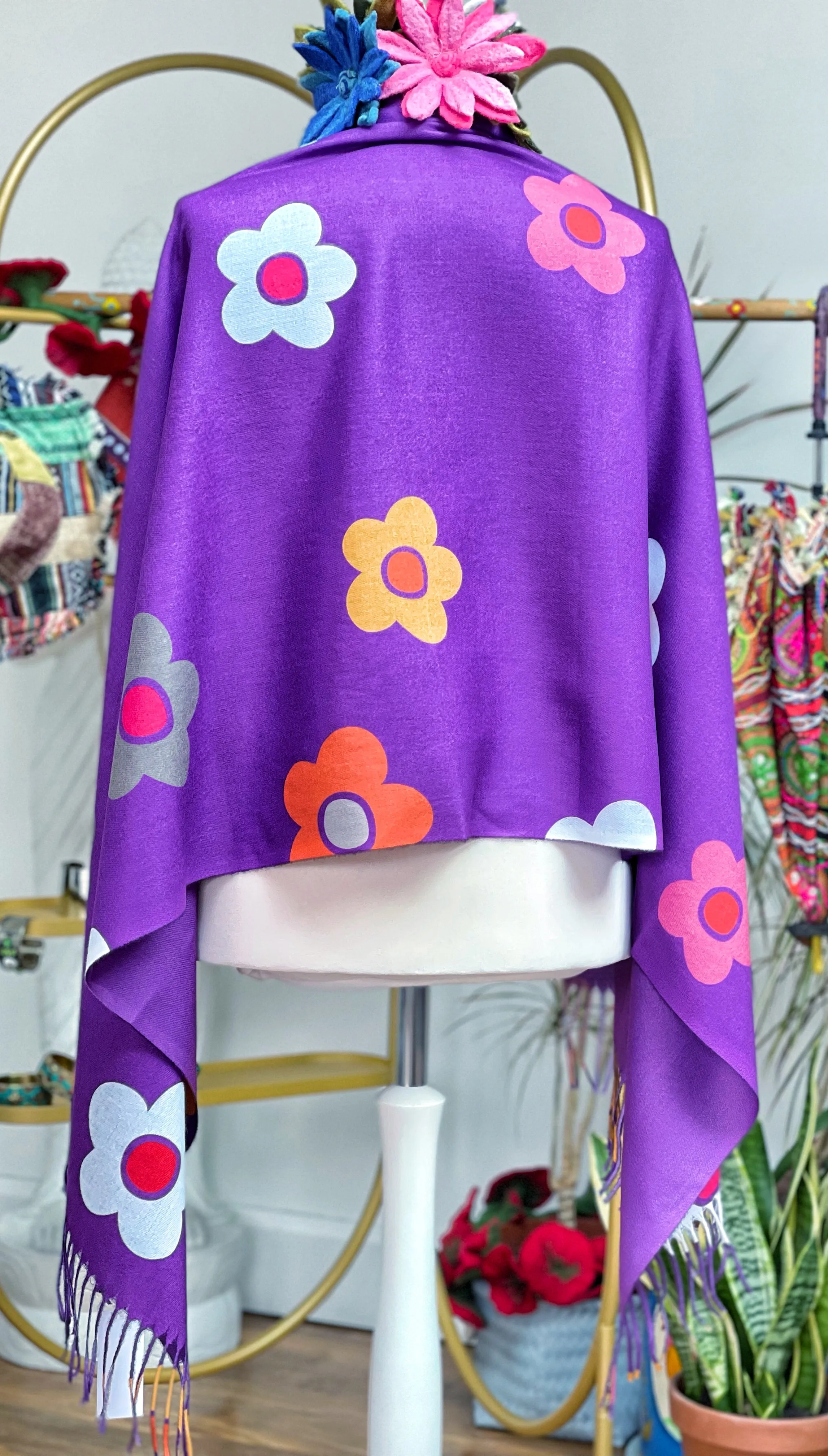 PURPLE DAISY DREAMS SCARF / PASHMINA / SHAWL