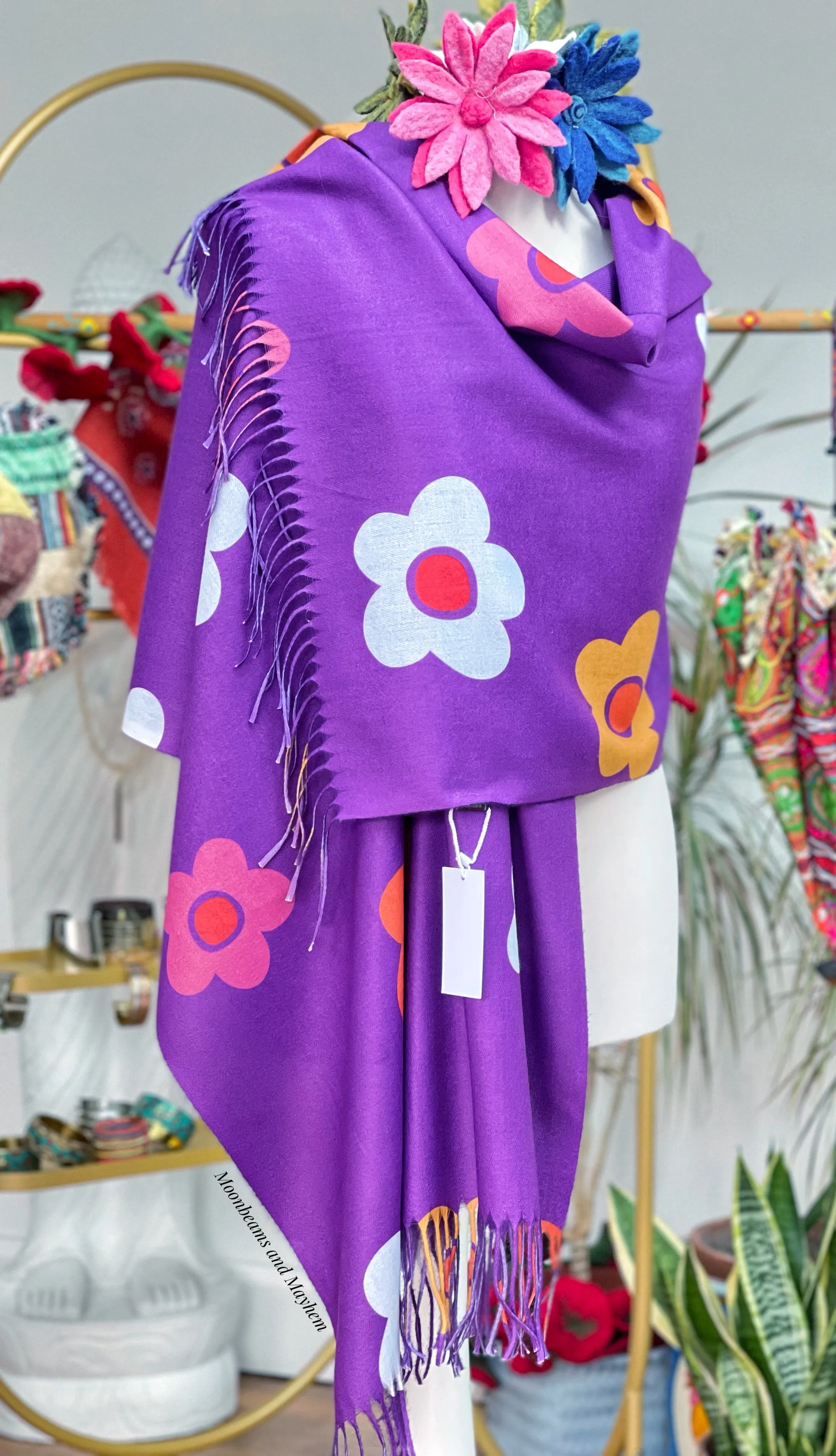 PURPLE DAISY DREAMS SCARF / PASHMINA / SHAWL