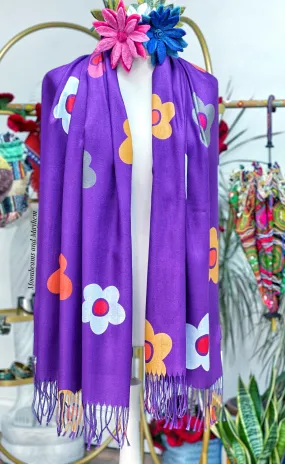 PURPLE DAISY DREAMS SCARF / PASHMINA / SHAWL