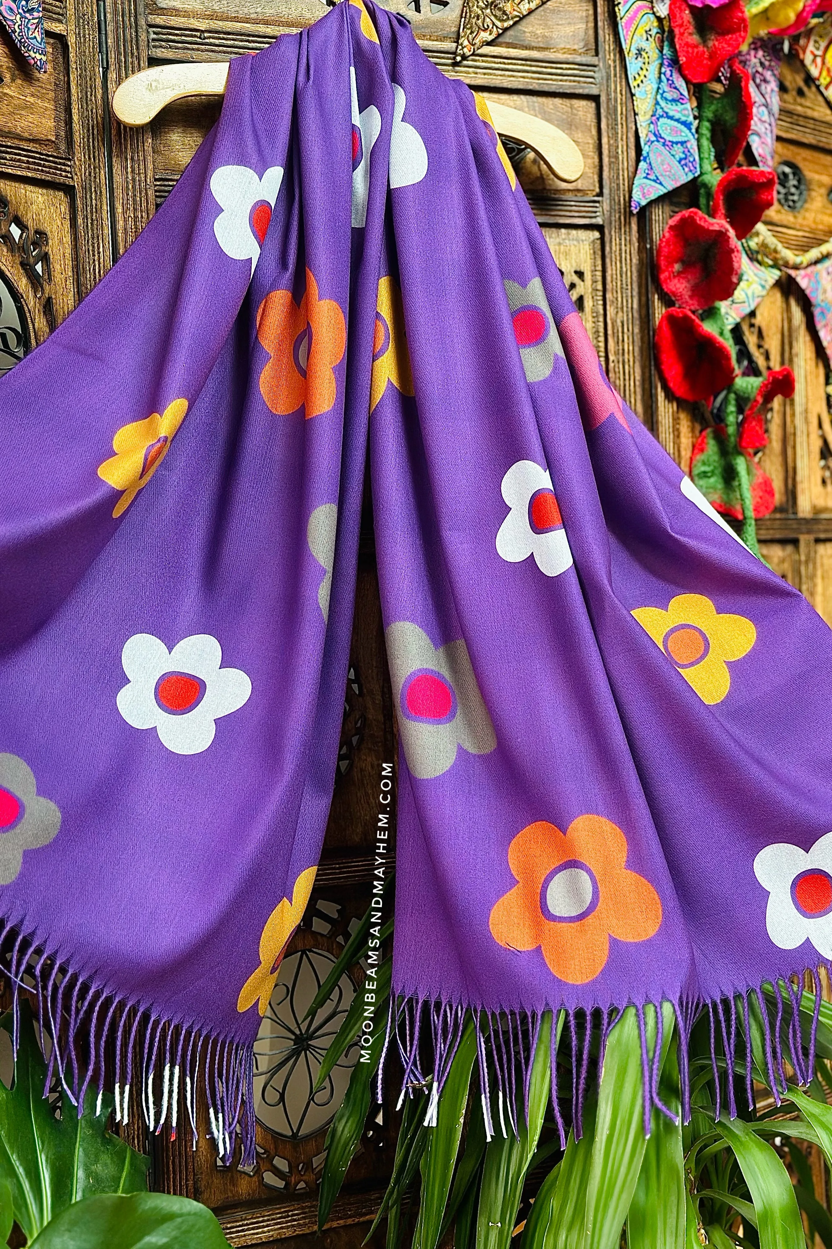 PURPLE DAISY DREAMS SCARF / PASHMINA / SHAWL