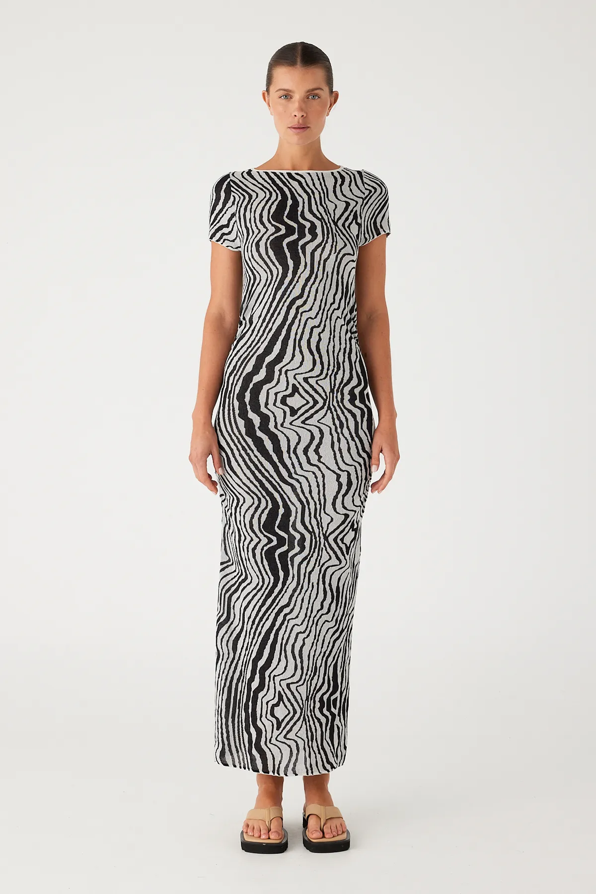 Ripple Stripe Cotton Blend Knit Dress