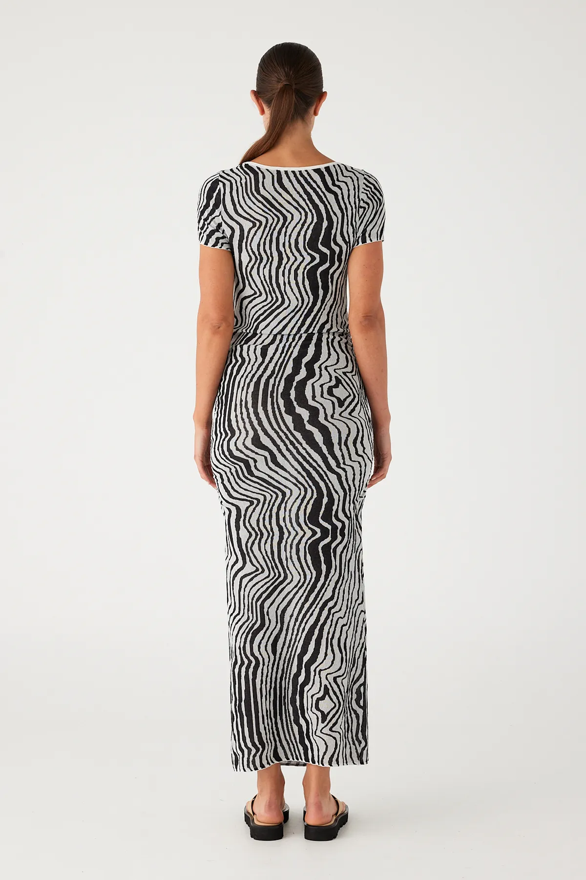 Ripple Stripe Cotton Blend Knit Dress