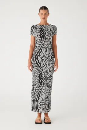 Ripple Stripe Cotton Blend Knit Dress