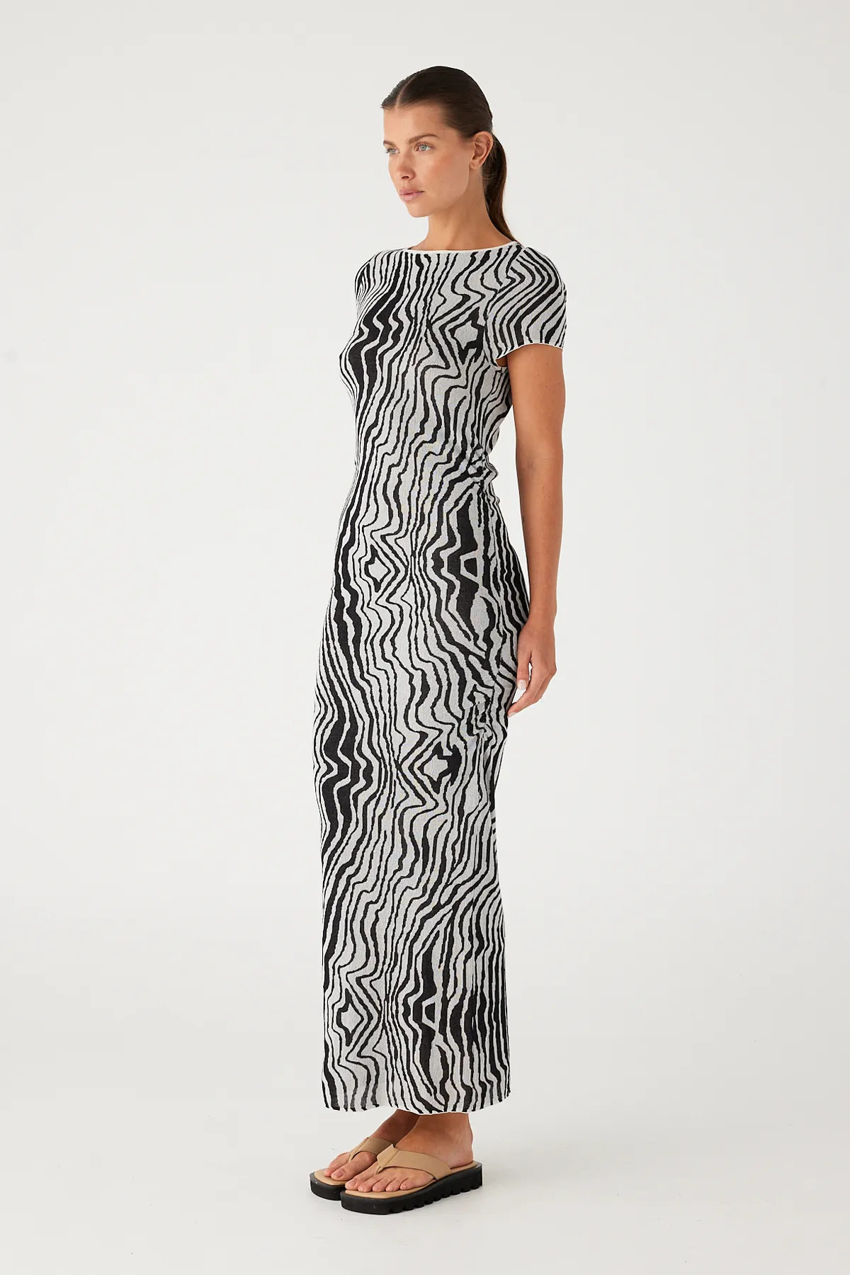 Ripple Stripe Cotton Blend Knit Dress