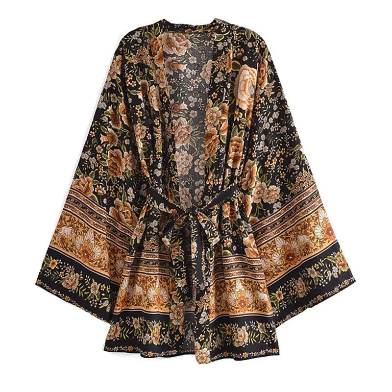 River Moss Boho Short Kimono