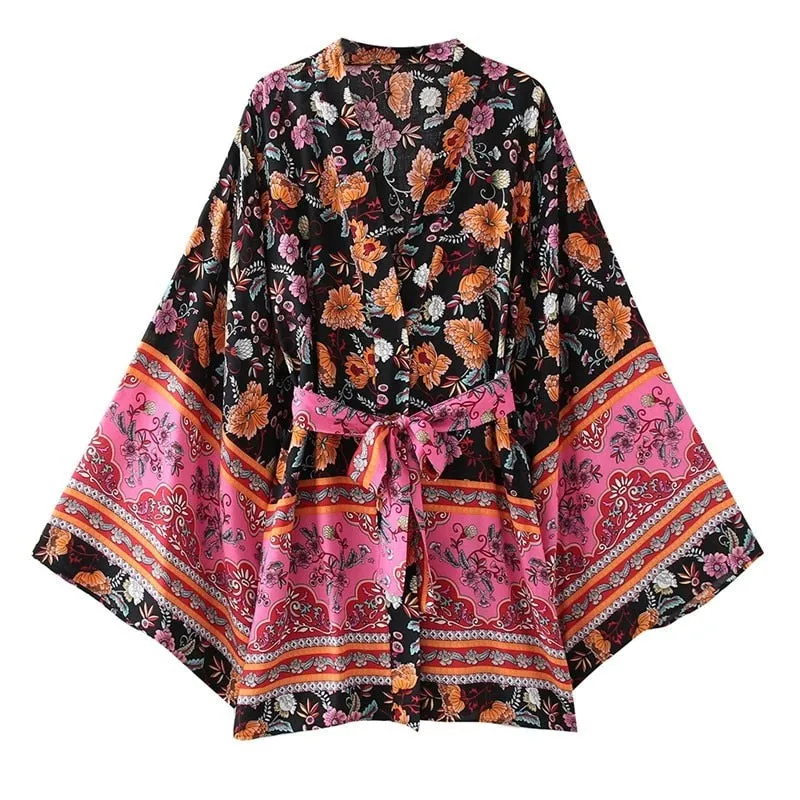 River Moss Boho Short Kimono