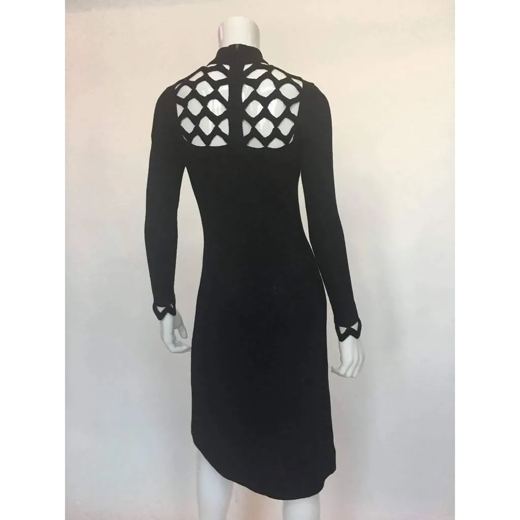 SAKS FIFTH AVENUE Black Knit Lattice Dress | Size S