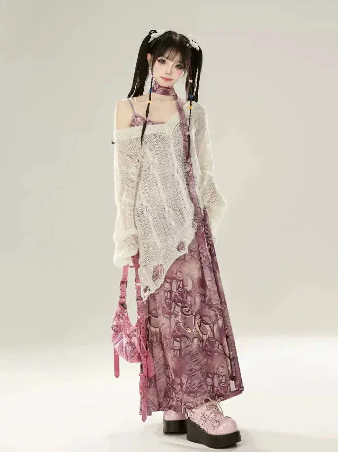 Salty Dress Smudge Short/Long Suspender Print