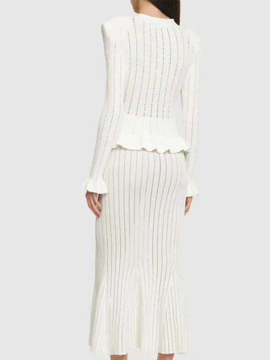 Self-portrait   Knit peplum viscose midi dress 