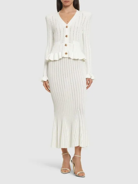 Self-portrait   Knit peplum viscose midi dress 