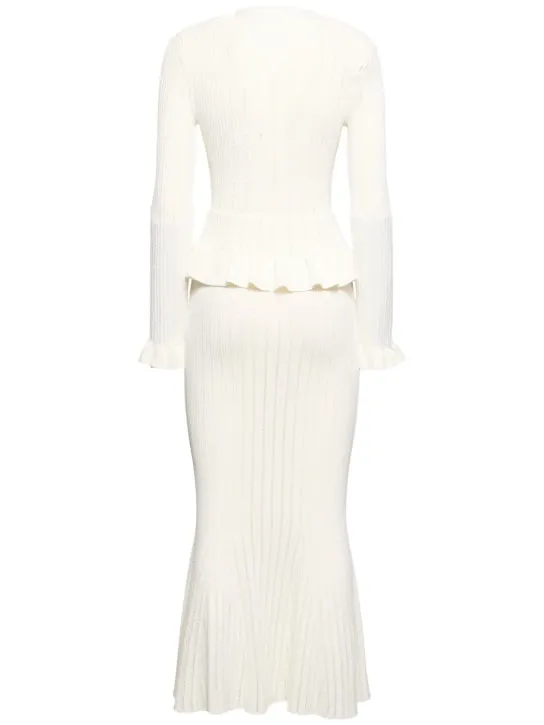 Self-portrait   Knit peplum viscose midi dress 
