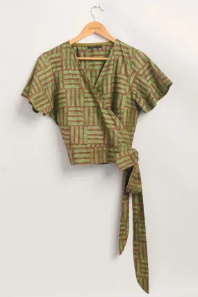 Short Sleeve Wrap Top - Garden Party