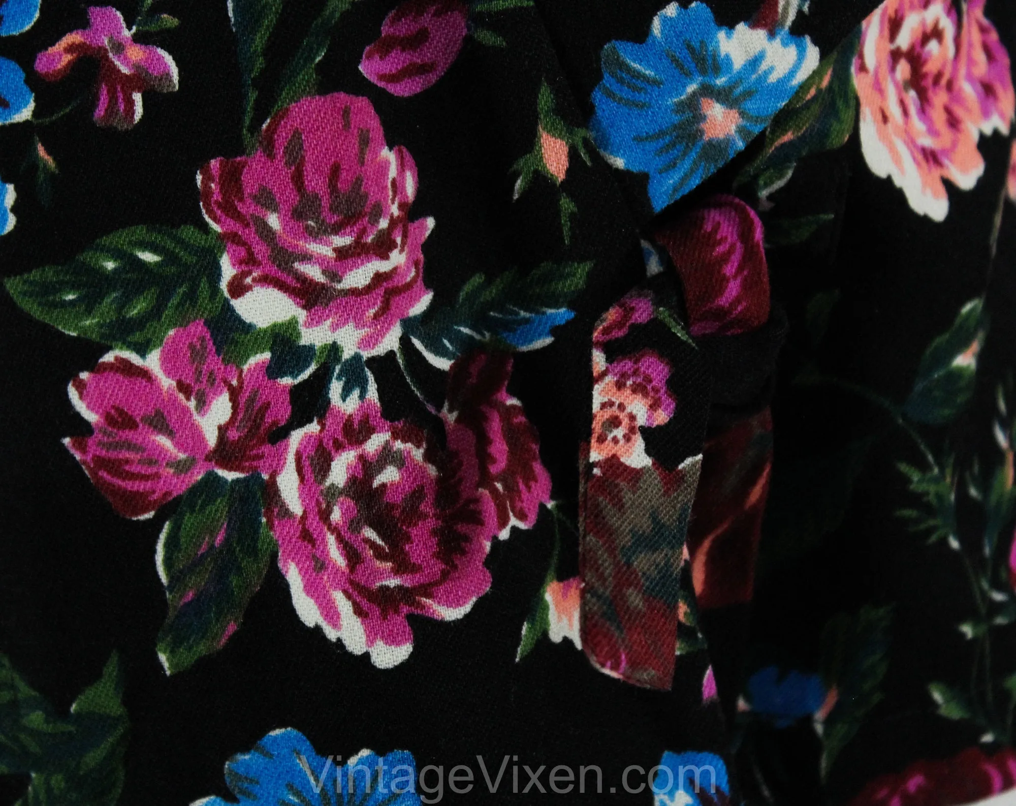 Size 14 Kenzo Paris Jacket - 1980s 90s Designer Asian Wrap Chic - Spring Floral Wool Burgundy Turquoise Pink Black - Retro 1990s - Bust 40.5