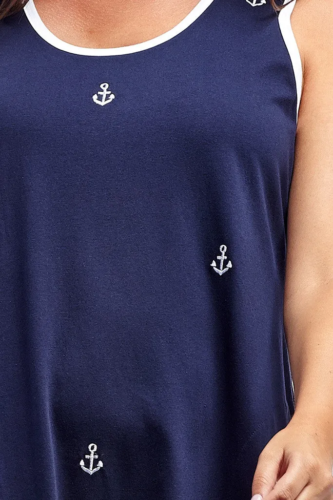 Sleeveless Anchor Print Dress
