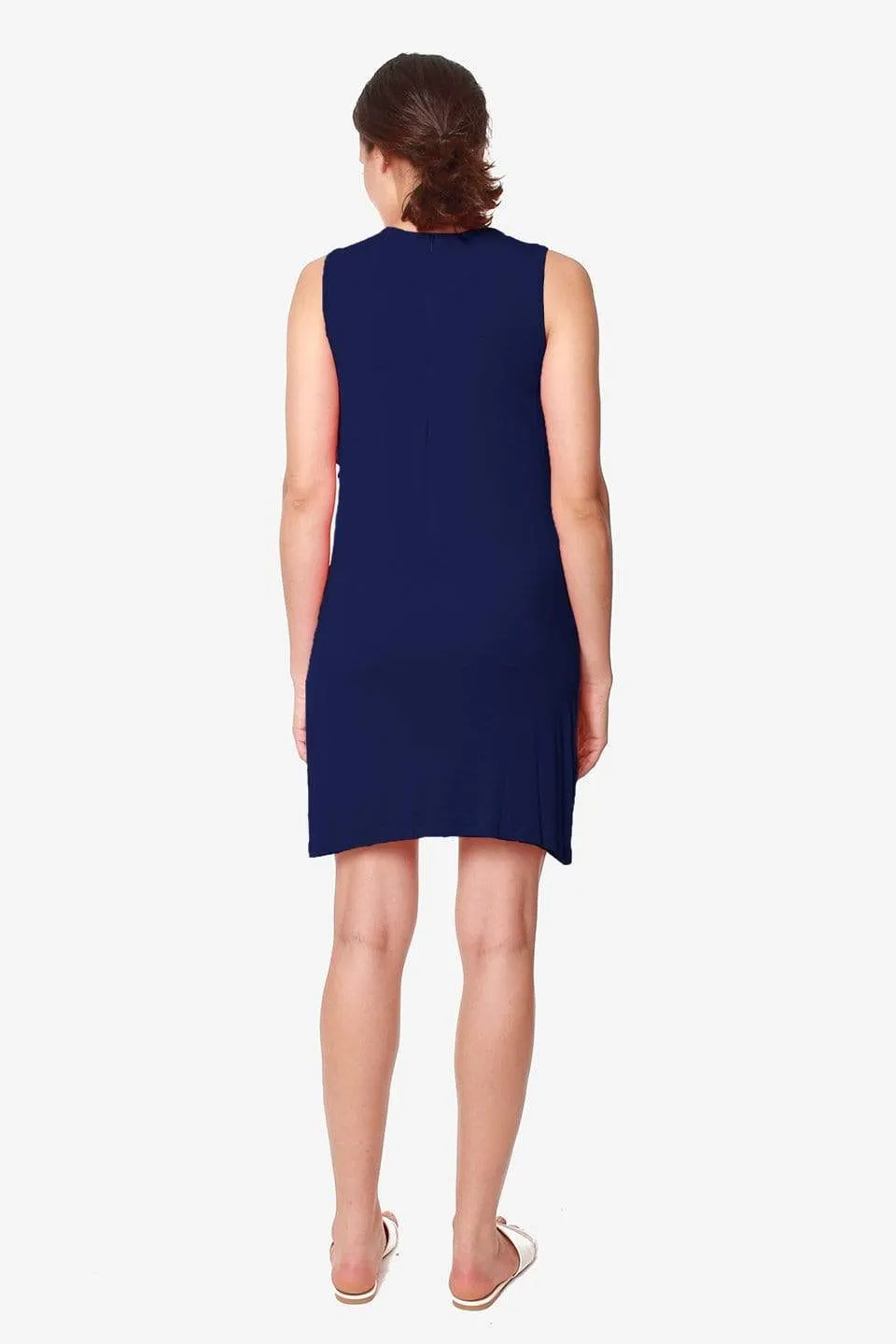 Sleeveless Calida Frills Bamboo Cotton Nursing Dress Navy