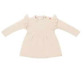 Soft Knit Cotton Ruffle Dress - Sand