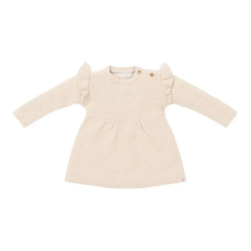 Soft Knit Cotton Ruffle Dress - Sand