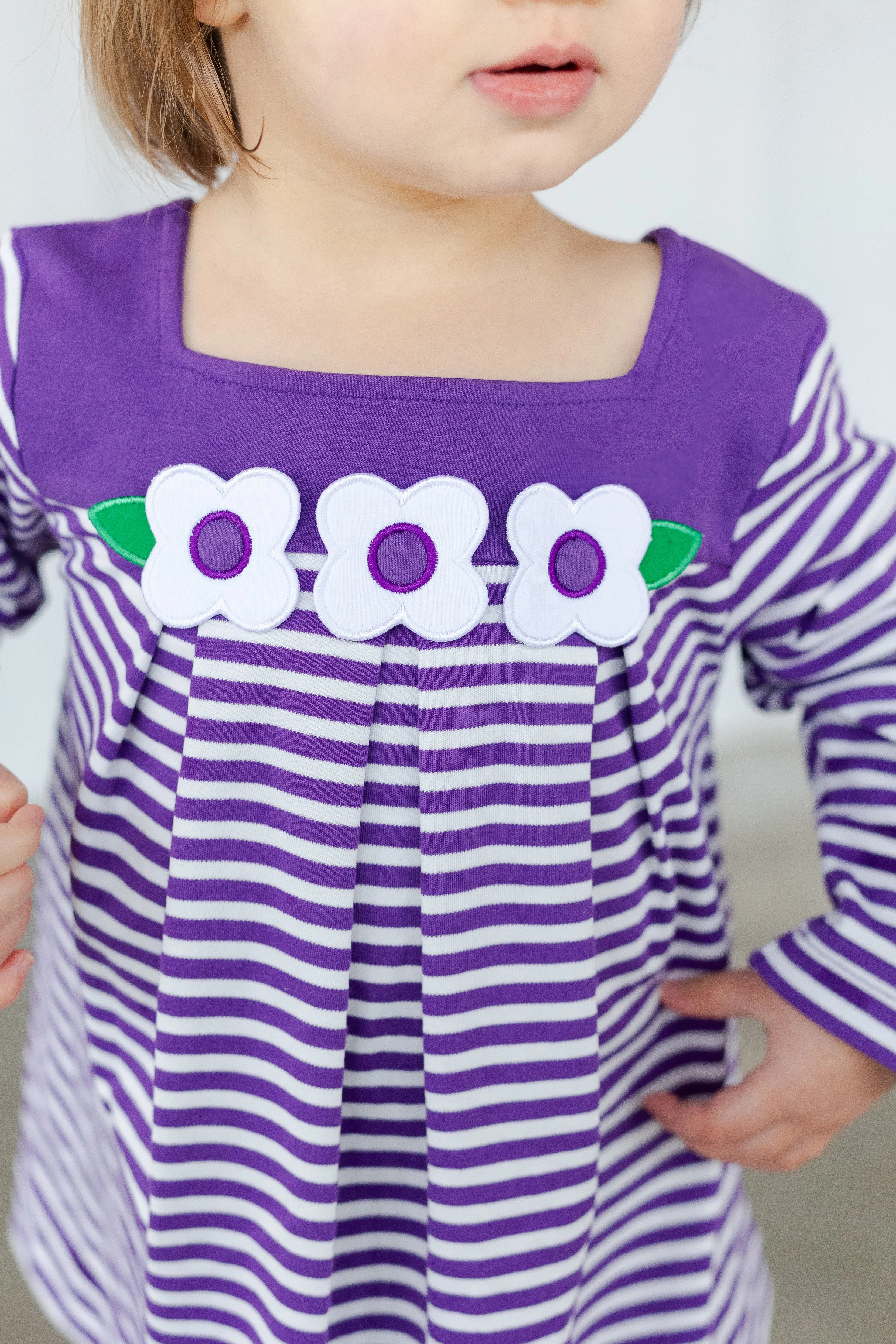 Stripe Knit Tunic With Flowers And Leggings