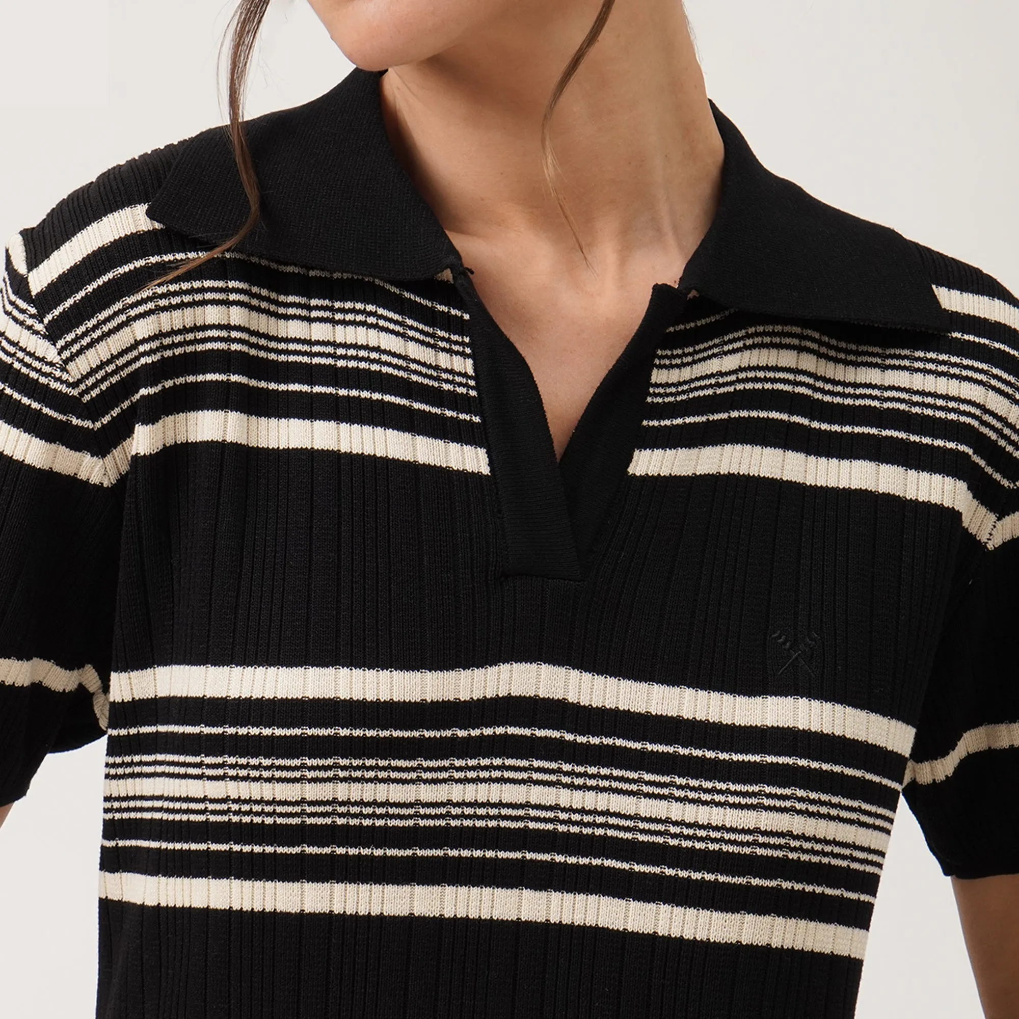 Striped Flat Knit Polo Dress