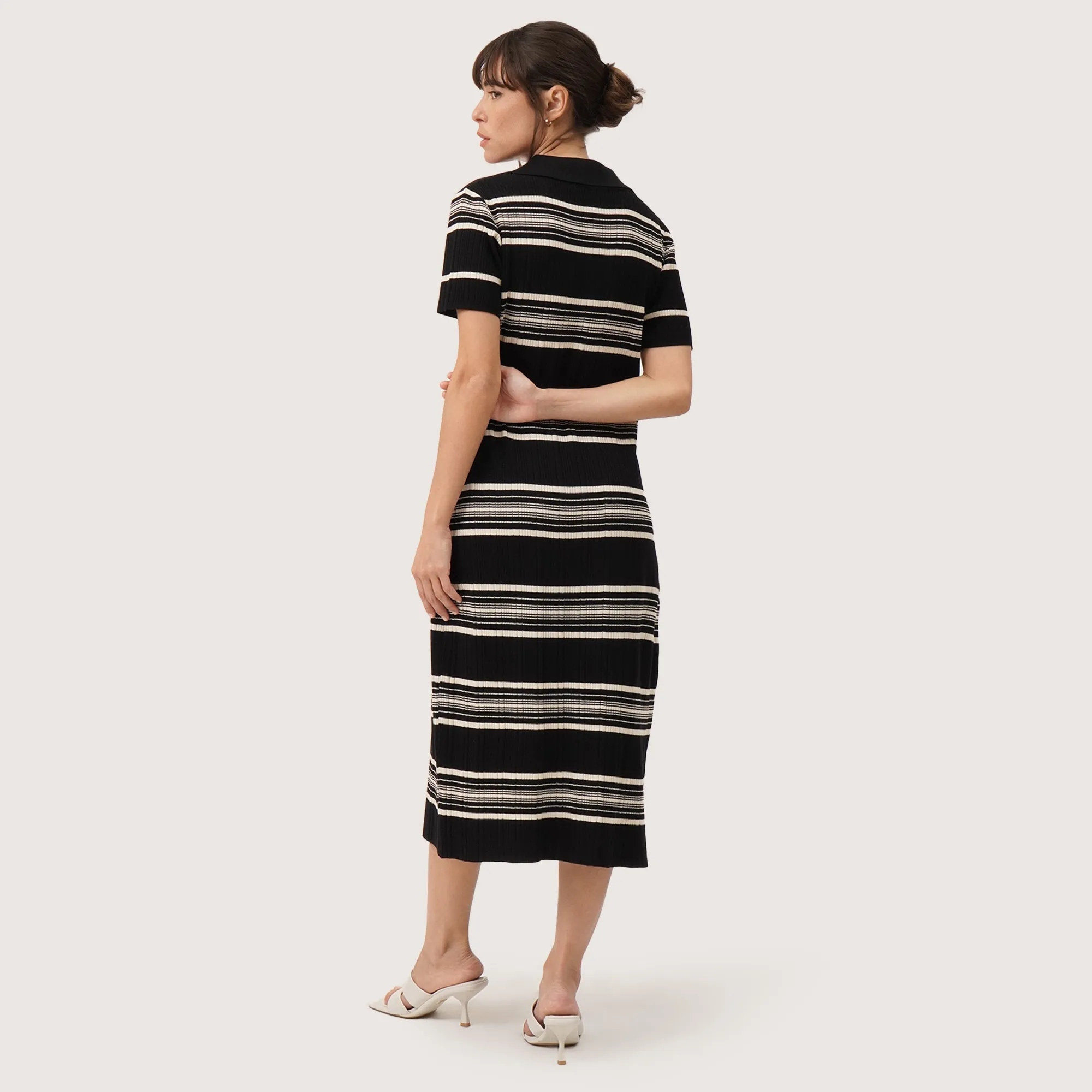 Striped Flat Knit Polo Dress