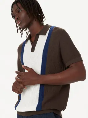 The Mixed-Stitch Polo in Chocolate Brown